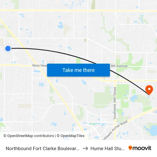 Northbound Fort Clarke Boulevard @ Eagle Point to Hume Hall Study Room map