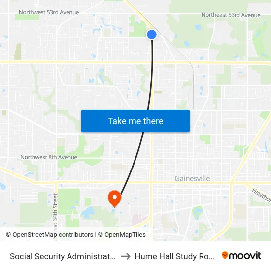 Social Security Administration to Hume Hall Study Room map