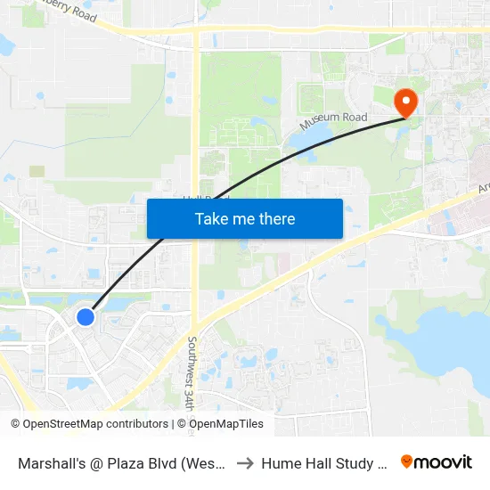Marshall's @ Plaza Blvd (Westbound) to Hume Hall Study Room map