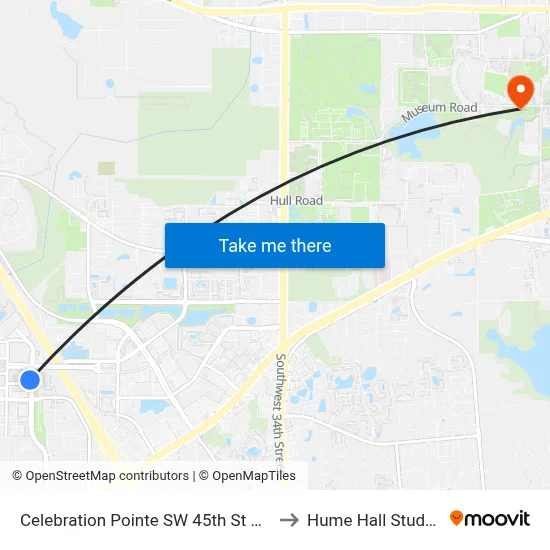 Celebration Pointe SW 45th St & SW 31st Pl to Hume Hall Study Room map