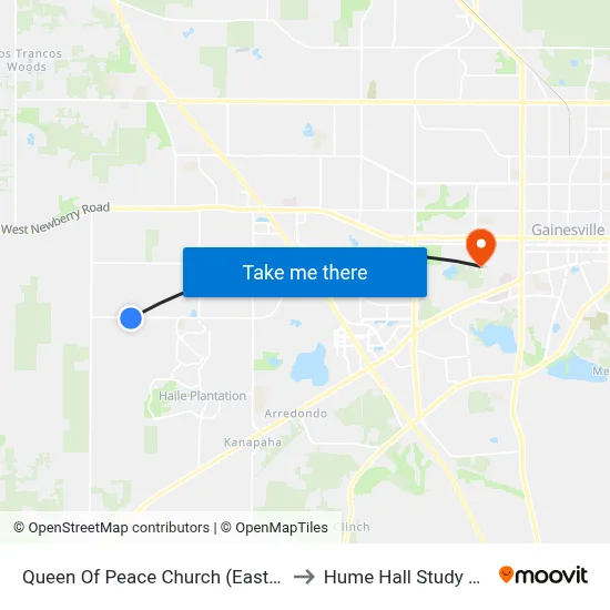 Queen Of Peace Church (Eastbound) to Hume Hall Study Room map