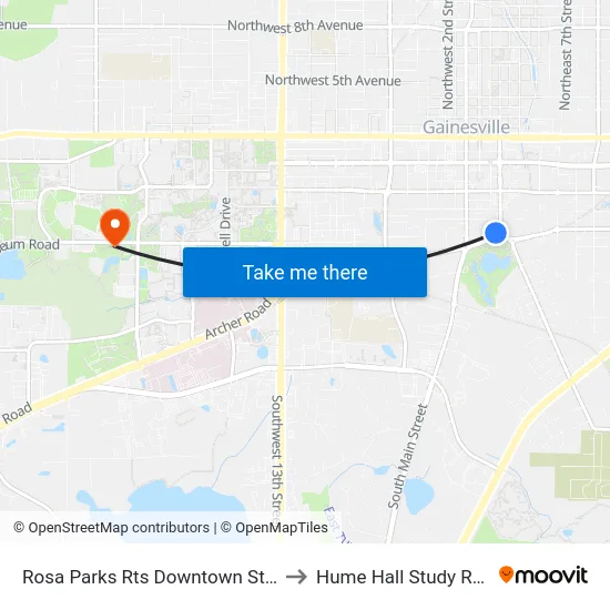 Rosa Parks Rts Downtown Station to Hume Hall Study Room map