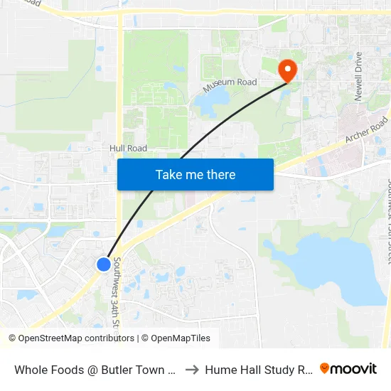 Whole Foods @ Butler Town Center to Hume Hall Study Room map