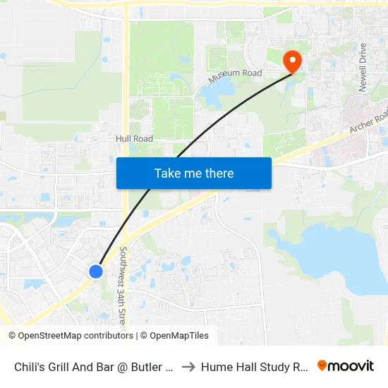 Chili's Grill And Bar @ Butler Plaza to Hume Hall Study Room map