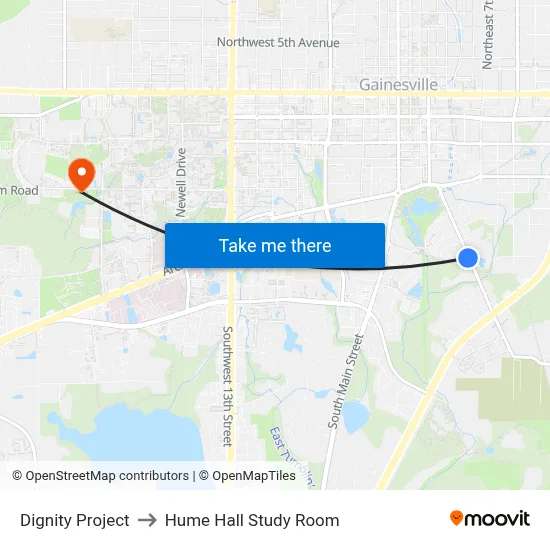 Dignity Project to Hume Hall Study Room map