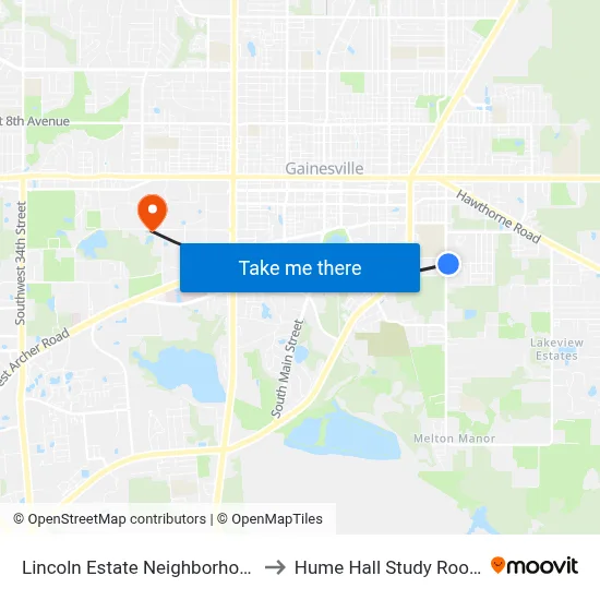 Lincoln Estate Neighborhood to Hume Hall Study Room map