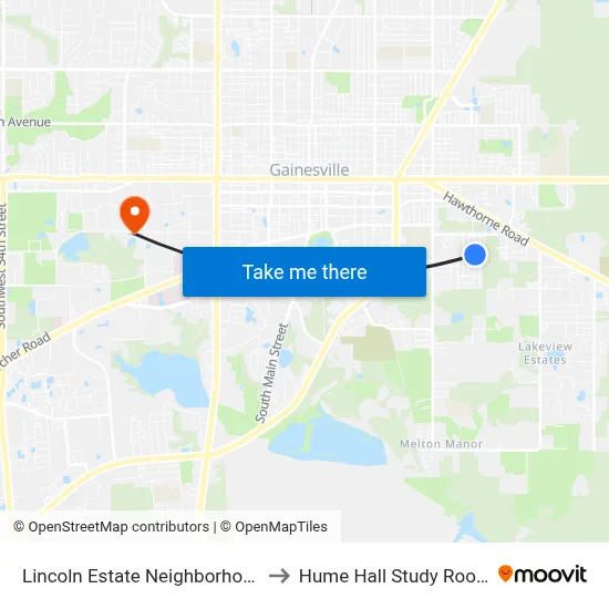 Lincoln Estate Neighborhood to Hume Hall Study Room map