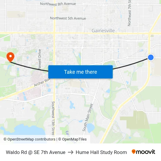 Waldo Rd @ SE 7th Avenue to Hume Hall Study Room map