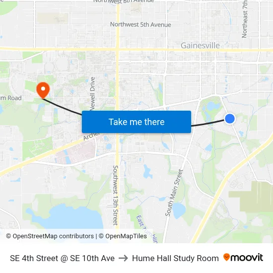 SE 4th Street @ SE 10th Ave to Hume Hall Study Room map