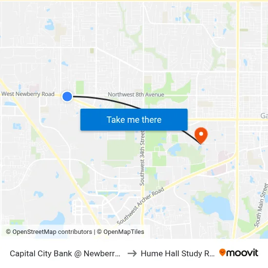 Capital City Bank @ Newberry Road to Hume Hall Study Room map