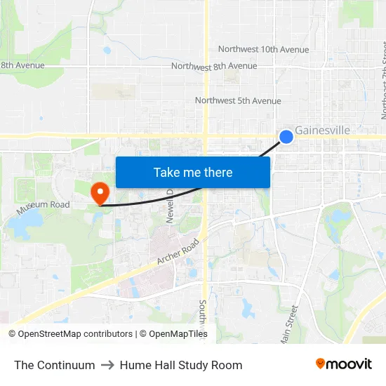 The Continuum to Hume Hall Study Room map
