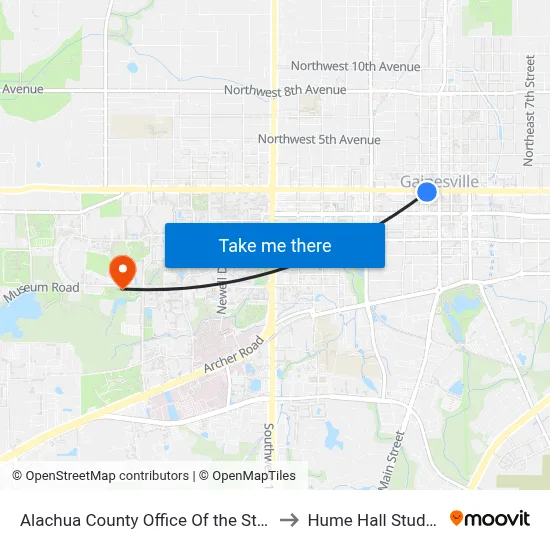 Alachua County Office Of the State Attorney to Hume Hall Study Room map