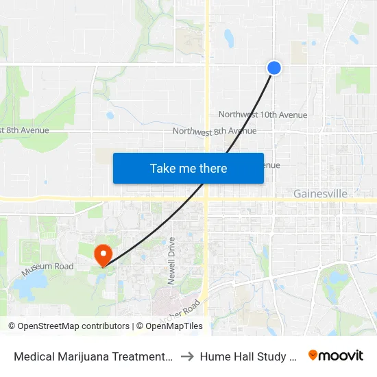 Medical Marijuana Treatment Center to Hume Hall Study Room map