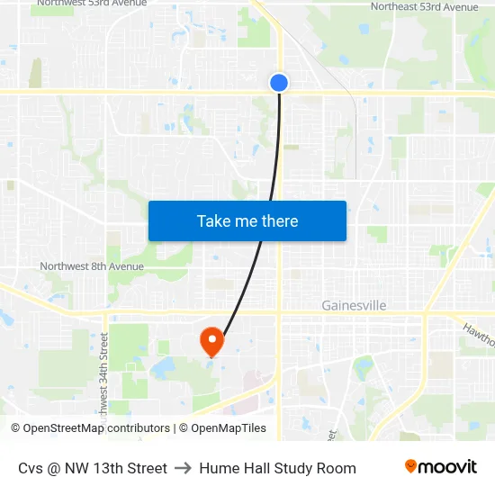 Cvs @ NW 13th Street to Hume Hall Study Room map