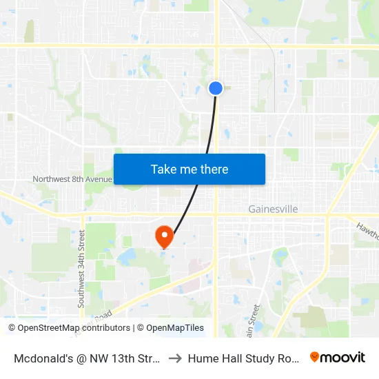 Mcdonald's @ NW 13th Street to Hume Hall Study Room map