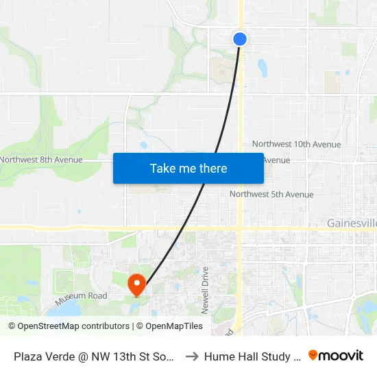 Plaza Verde @ NW 13th St Southbound to Hume Hall Study Room map