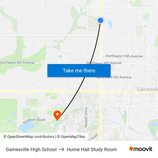 Gainesville High School to Hume Hall Study Room map