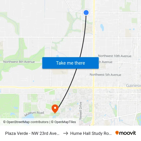 Plaza Verde - NW 23rd Avenue to Hume Hall Study Room map