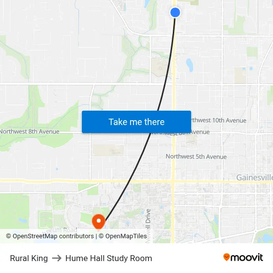 Rural King to Hume Hall Study Room map