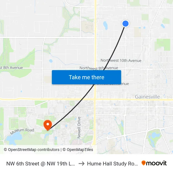 NW 6th Street @ NW 19th Lane to Hume Hall Study Room map