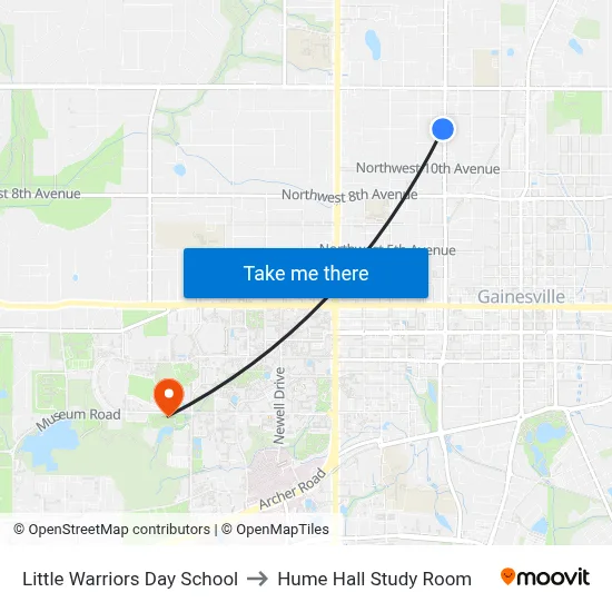 Little Warriors Day School to Hume Hall Study Room map