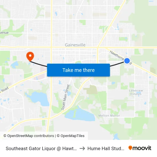 Southeast Gator Liquor @ Hawthorne Road to Hume Hall Study Room map
