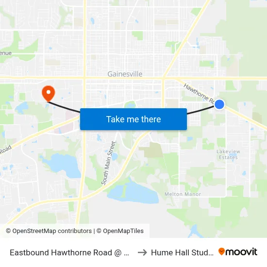 Eastbound Hawthorne Road @ SE 26th Street to Hume Hall Study Room map
