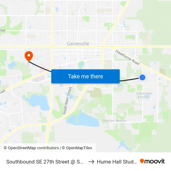 Southbound SE 27th Street @ SE 15th Avenue to Hume Hall Study Room map