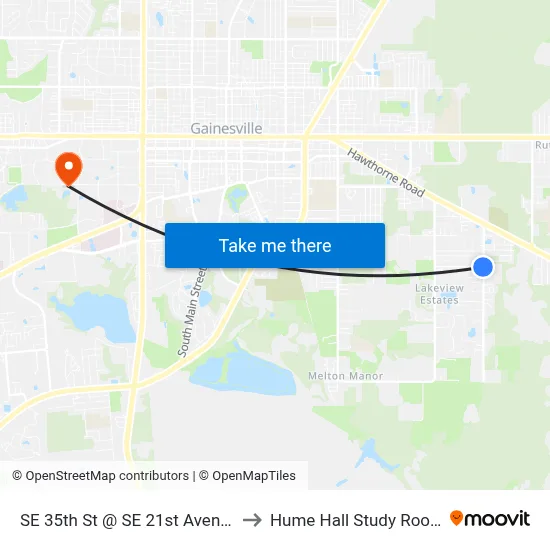 SE 35th St @ SE 21st Avenue to Hume Hall Study Room map
