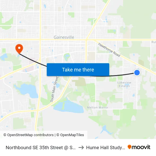Northbound SE 35th Street @ SE 18th Ave to Hume Hall Study Room map