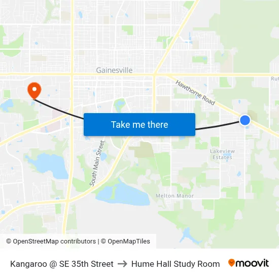 Kangaroo @ SE 35th Street to Hume Hall Study Room map