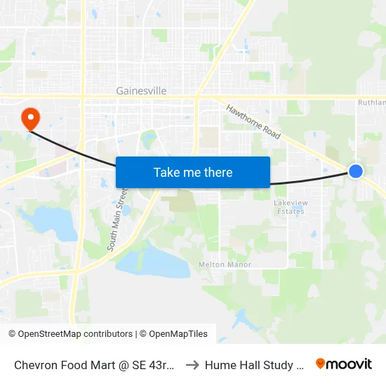 Chevron Food Mart @ SE 43rd Street to Hume Hall Study Room map
