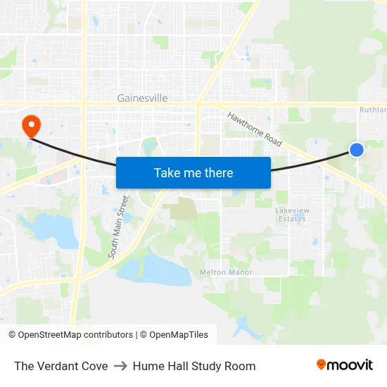The Verdant Cove to Hume Hall Study Room map