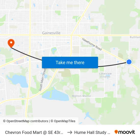 Chevron Food Mart @ SE 43rd Street to Hume Hall Study Room map