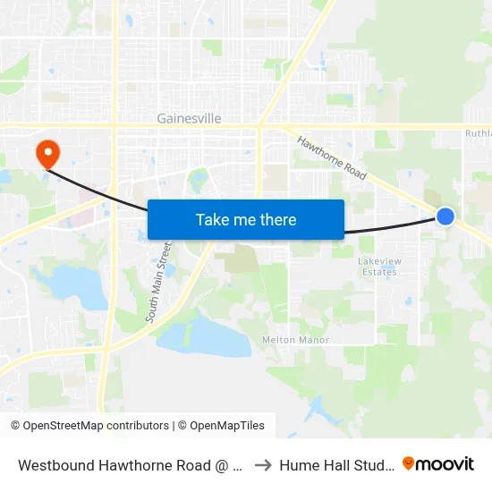 Westbound Hawthorne Road @ SE 39th Street to Hume Hall Study Room map