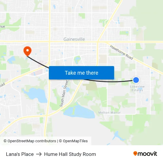 Lana's Place to Hume Hall Study Room map