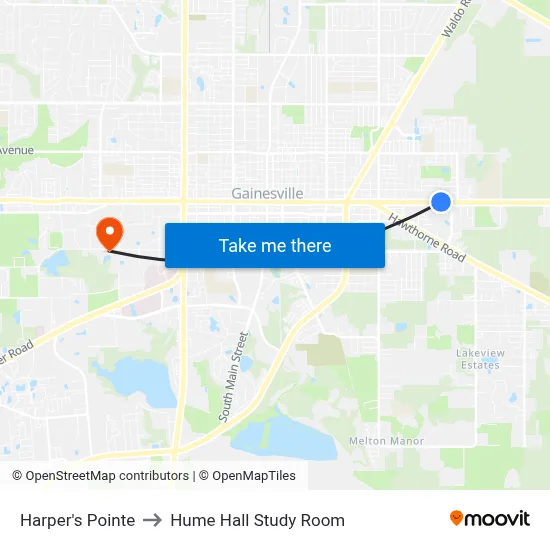 Harper's Pointe to Hume Hall Study Room map