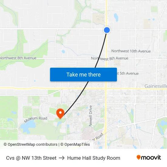 Cvs @ NW 13th Street to Hume Hall Study Room map