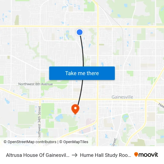 Altrusa House Of Gainesville to Hume Hall Study Room map
