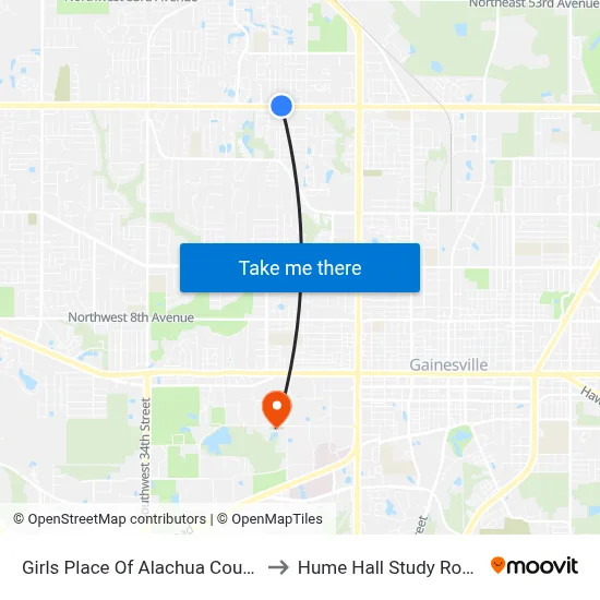 Girls Place Of Alachua County to Hume Hall Study Room map