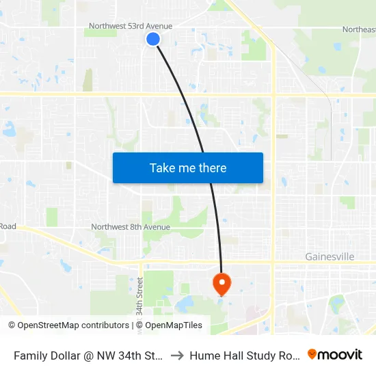 Family Dollar @ NW 34th Street to Hume Hall Study Room map