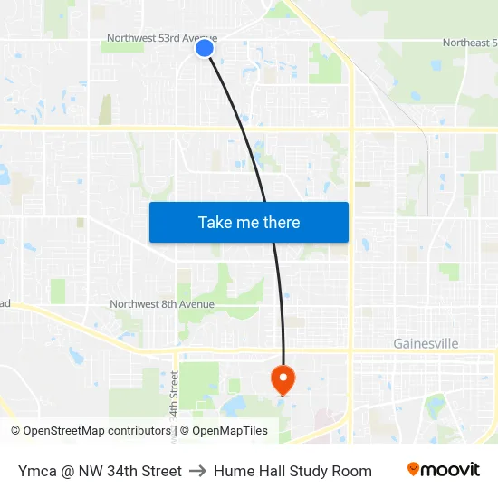 Ymca @ NW 34th Street to Hume Hall Study Room map