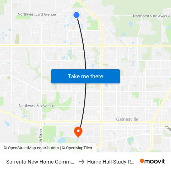 Sorrento New Home Community to Hume Hall Study Room map