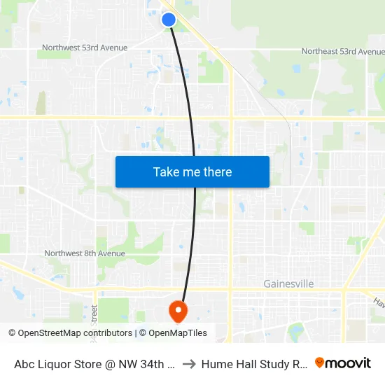 Abc Liquor Store @ NW 34th Street to Hume Hall Study Room map