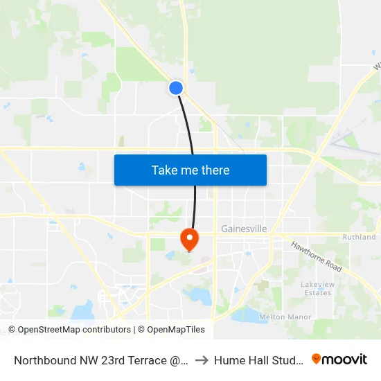 Northbound NW 23rd Terrace @ Us Hwy 441 to Hume Hall Study Room map