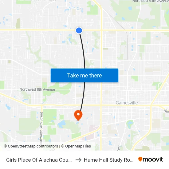 Girls Place Of Alachua County to Hume Hall Study Room map