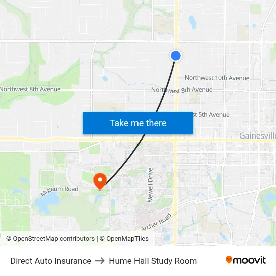 Direct Auto Insurance to Hume Hall Study Room map