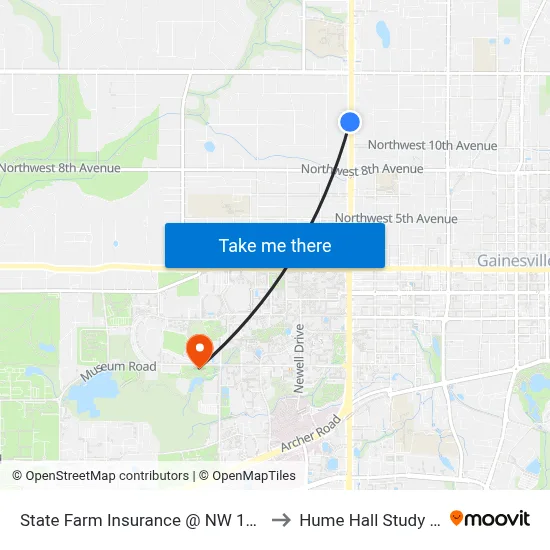 State Farm Insurance @ NW 13th Street to Hume Hall Study Room map