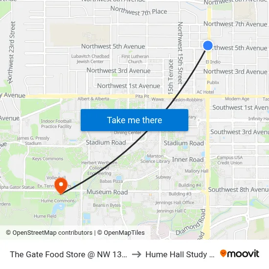 The Gate Food Store @ NW 13th Street to Hume Hall Study Room map