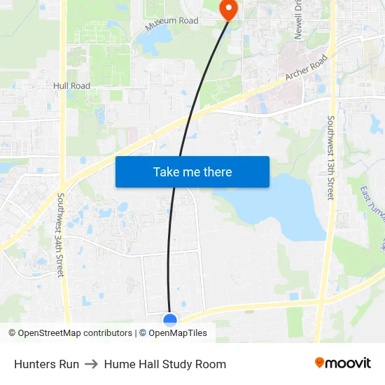 Hunters Run to Hume Hall Study Room map